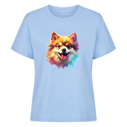Premium Damen-Shirt "Kleinspitz - Splash" Sky Blue – hunde-shirt.de