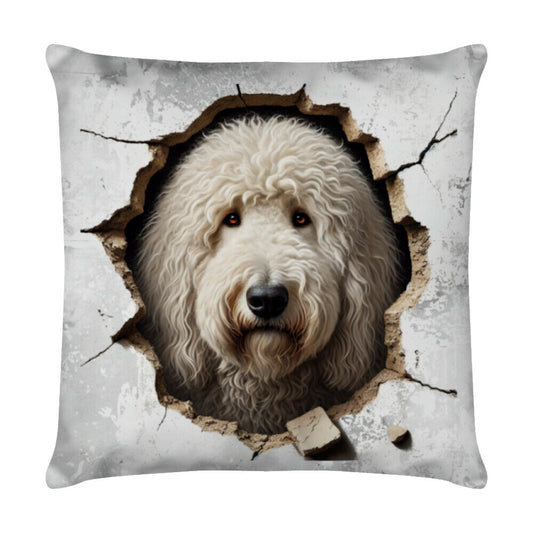Kissen "Komondor - Look" Weiß – hunde-shirt.de