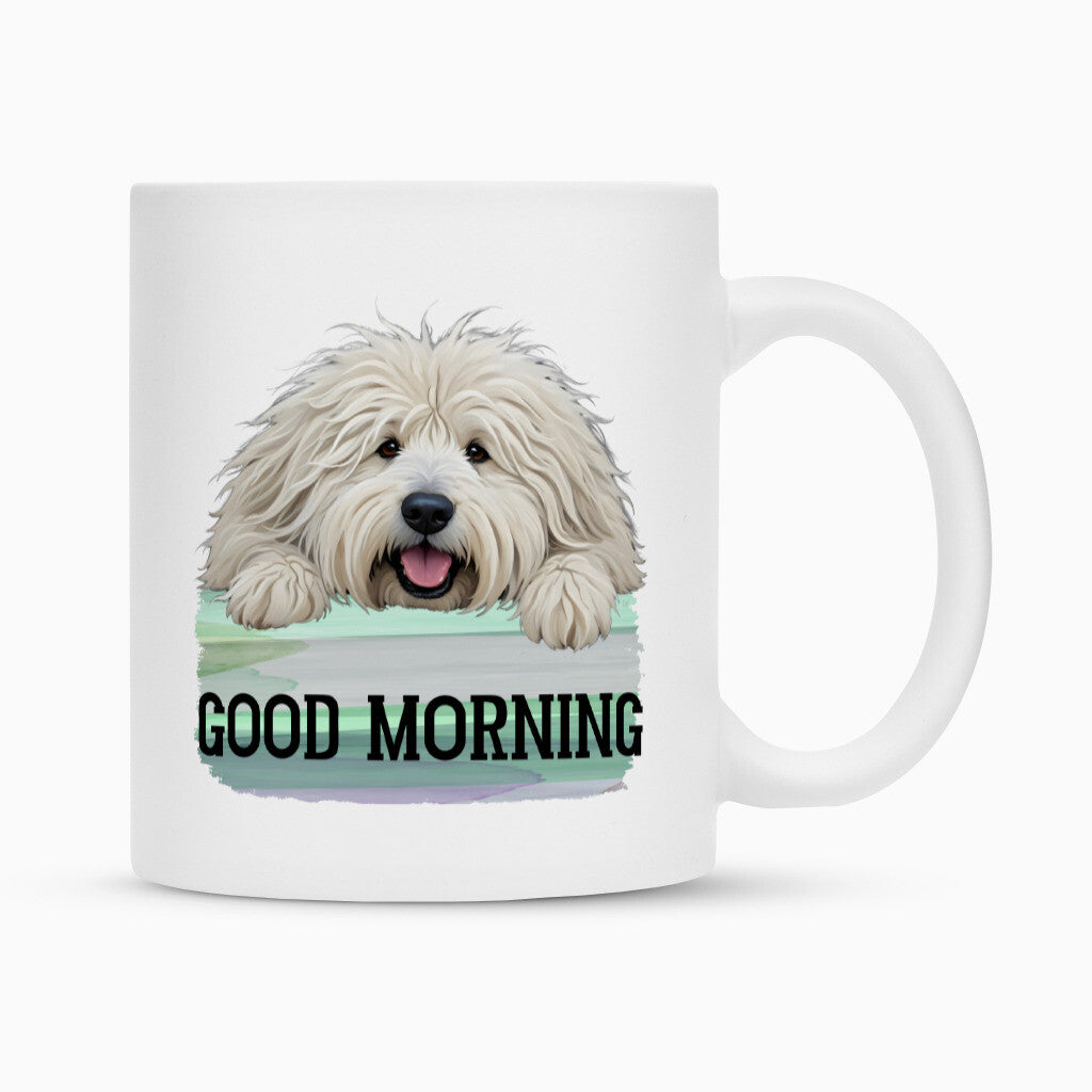 Tasse "Komondor - Good Morning" Weiß – hunde-shirt.de