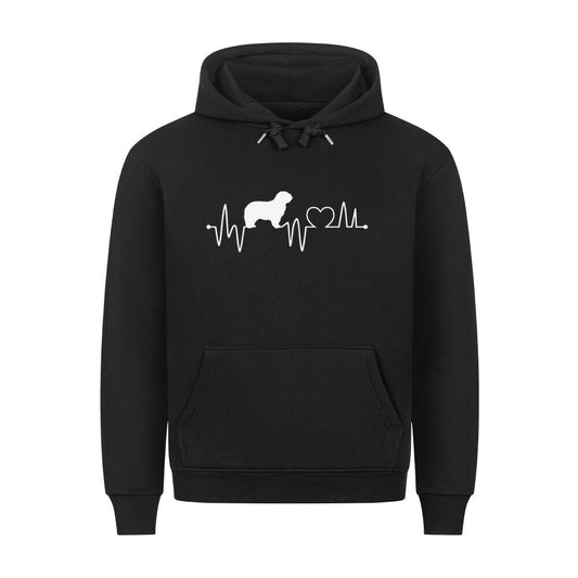 Premium Hoodie "Komondor - Heartbeat" Schwarz – hunde-shirt.de
