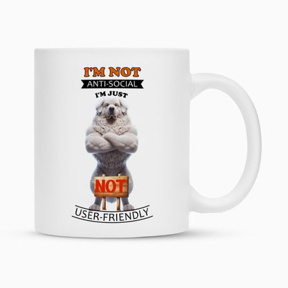 Tasse "Kuvasz - Anti-Social" Weiß – hunde-shirt.de