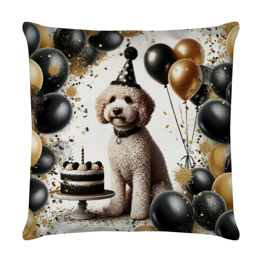 Kissen "Lagotto - Geburtstag" Weiß – hunde-shirt.de