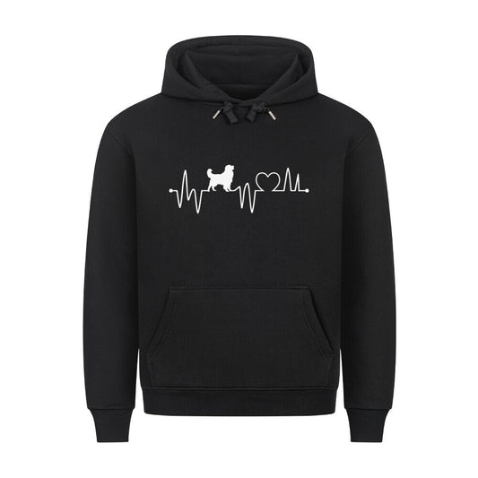 Premium Hoodie "Landseer - Heartbeat" Schwarz – hunde-shirt.de