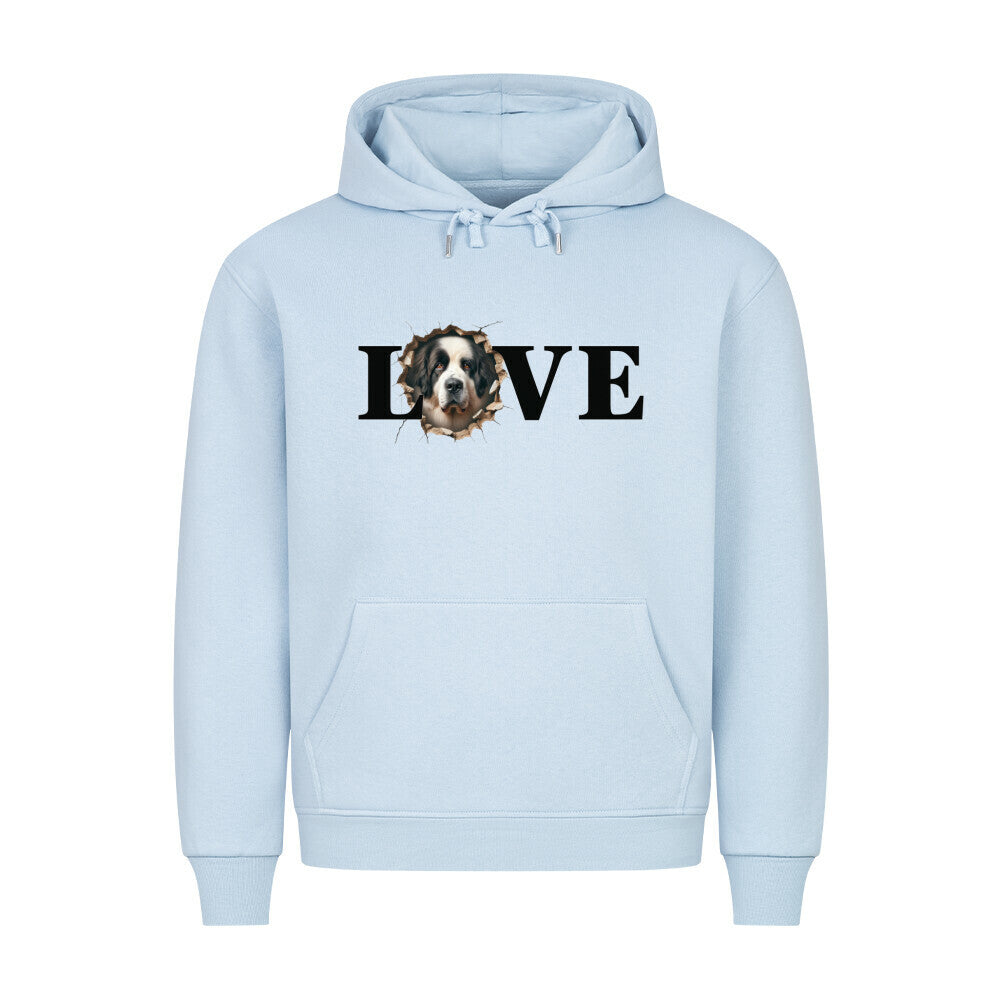 Premium Hoodie "Landseer - LOVE" Babyblau – hunde-shirt.de