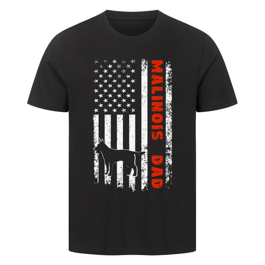Premium T-Shirt "Malinois - Flag Dad" Schwarz – hunde-shirt.de
