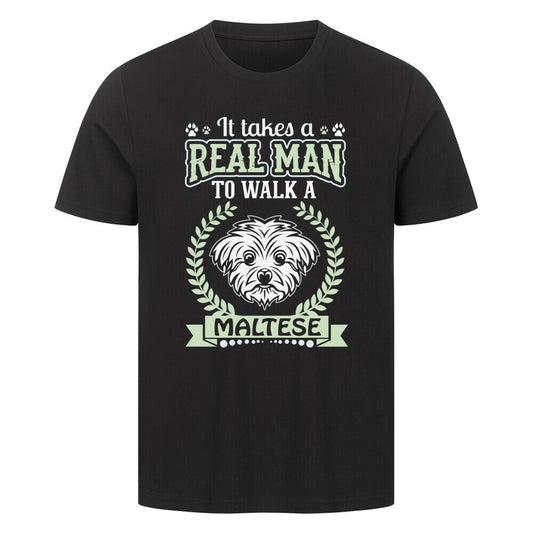 Premium T-Shirt "Malteser - Real Man" Schwarz – hunde-shirt.de