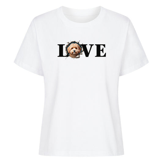 Premium Damen-Shirt "Maltipoo - LOVE" Weiß – hunde-shirt.de