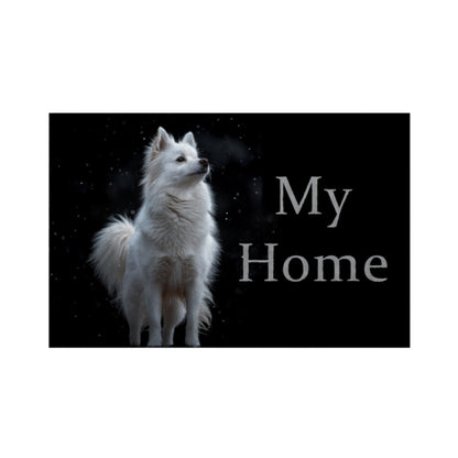 Fußmatte "Mittelspitz - My Home" Weiß – hunde-shirt.de