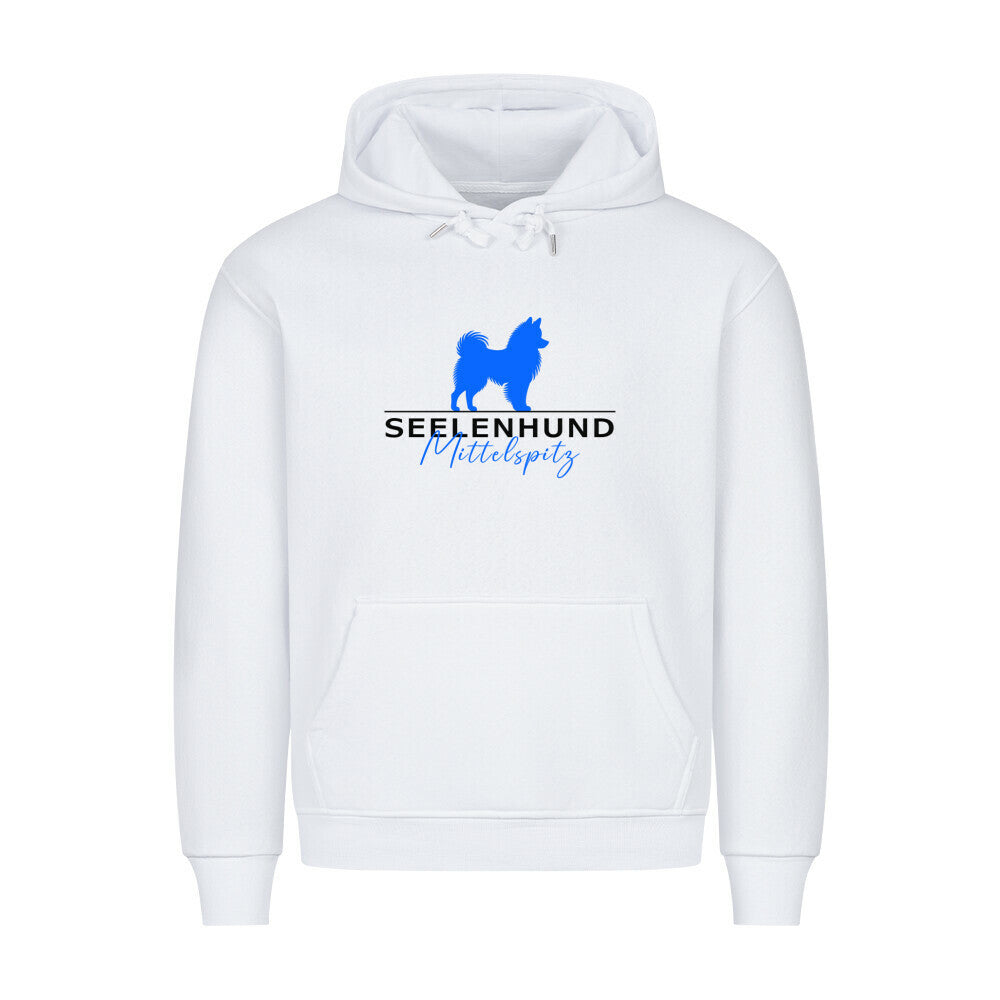 Premium Hoodie "Mittelspitz - Seelenhund" Weiß – hunde-shirt.de