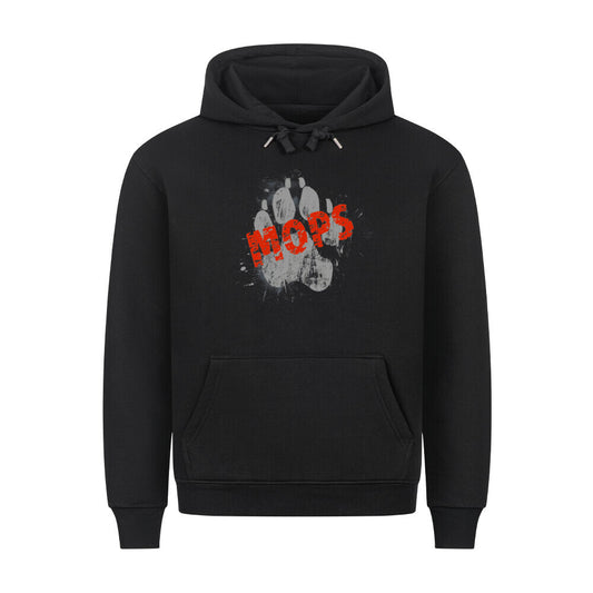 Premium Hoodie "Mops - PAW" Schwarz – hunde-shirt.de