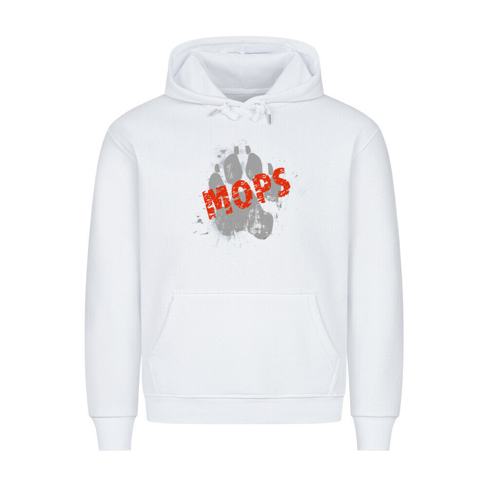 Premium Hoodie "Mops - PAW" Weiß – hunde-shirt.de
