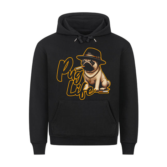 Premium Hoodie "Mops - Pug Life" Schwarz – hunde-shirt.de