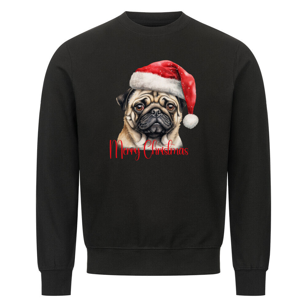 Premium Sweatshirt "Mops - Merry Christmas" Schwarz – hunde-shirt.de