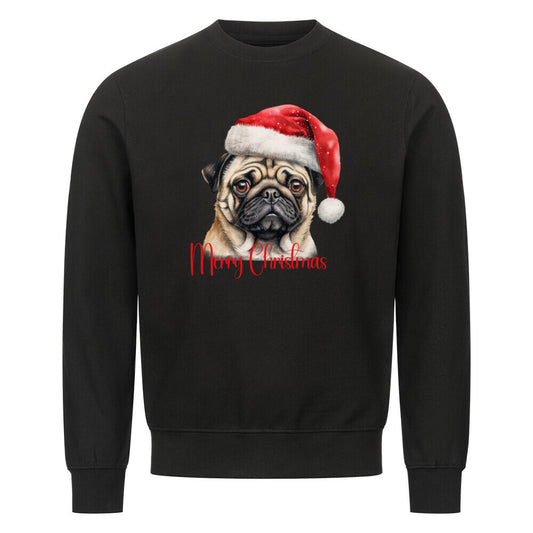Premium Sweatshirt "Mops - Merry Christmas" Schwarz – hunde-shirt.de