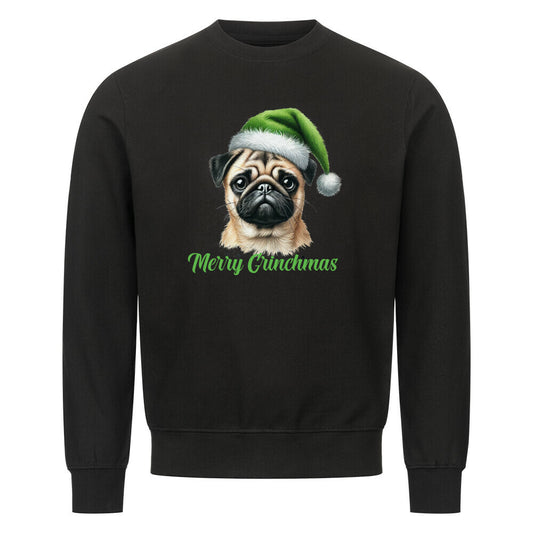 Premium Sweatshirt "Mops - Merry Grinchmas" Schwarz – hunde-shirt.de
