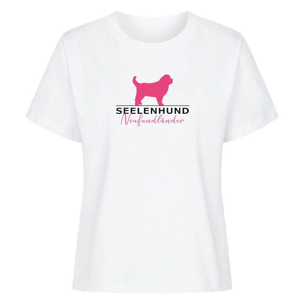 Premium Damen-Shirt "Neufundländer - Seelenhund" Weiß – hunde-shirt.de