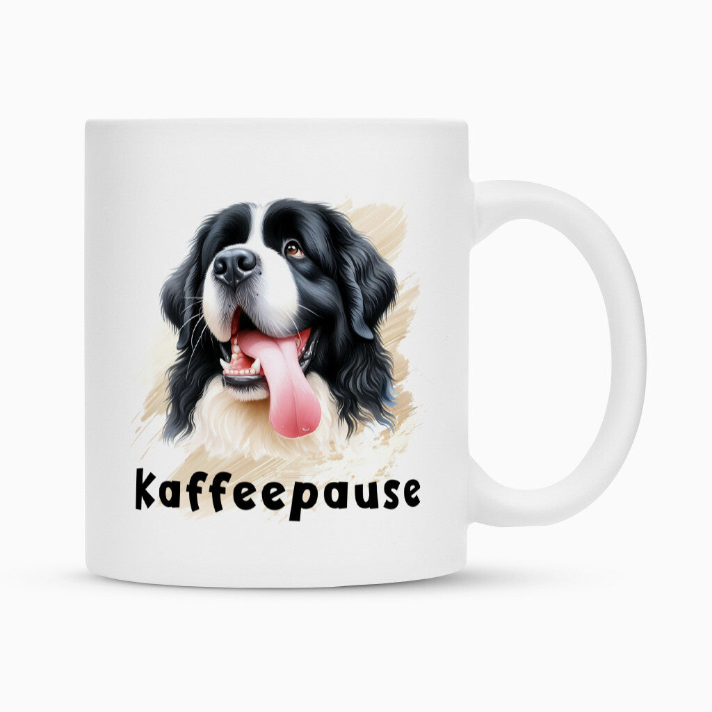Tasse "Landseer - Kaffeepause" Weiß – hunde-shirt.de