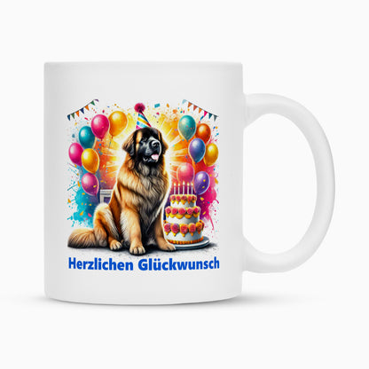 Tasse "Leonberger - Glückwunsch" Weiß – hunde-shirt.de