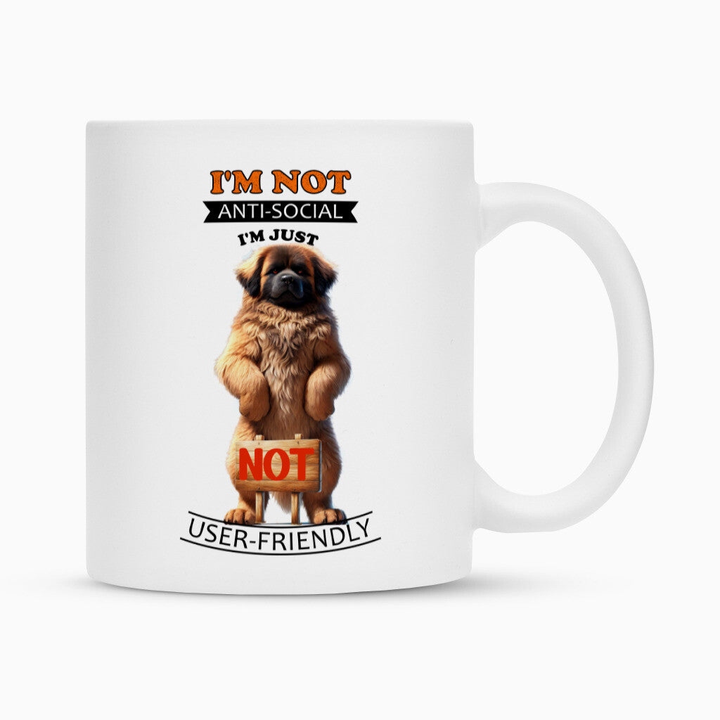 Tasse "Leonberger - Anti-Social" Weiß – hunde-shirt.de