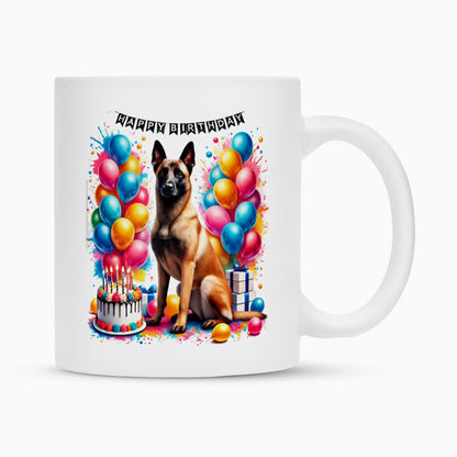 Tasse "Malinois - Happy Birthday" Weiß – hunde-shirt.de