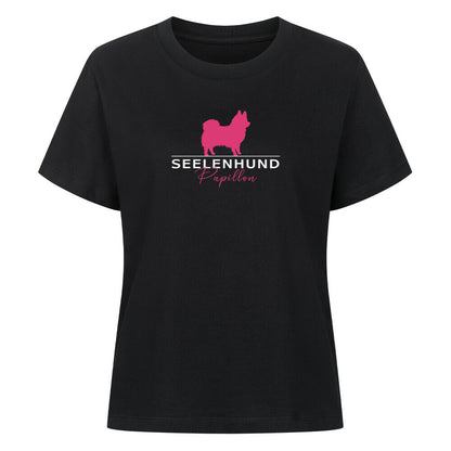 Premium Damen-Shirt "Papillon - Seelenhund" Schwarz – hunde-shirt.de