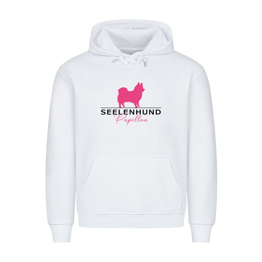 Premium Hoodie "Papillon - Seelenhund" Weiß – hunde-shirt.de