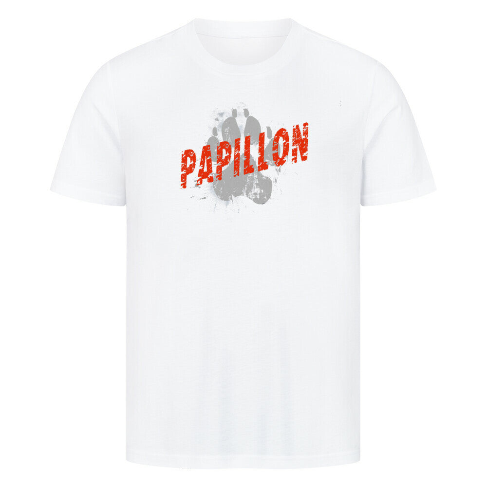 Premium T-Shirt "Papillon - PAW" Weiß – hunde-shirt.de