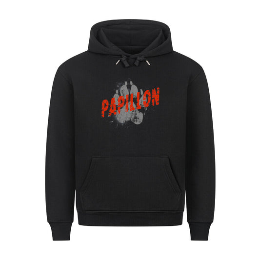 Premium Hoodie "Papillon - PAW" Schwarz – hunde-shirt.de