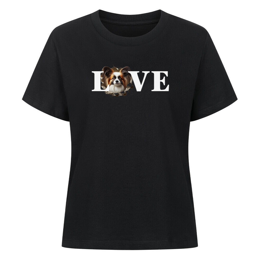 Premium Damen-Shirt "Papillon - LOVE" Schwarz – hunde-shirt.de