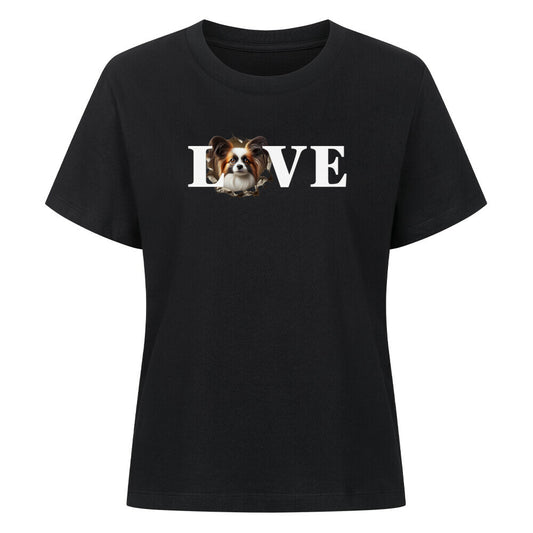 Premium Damen-Shirt "Papillon - LOVE" Schwarz – hunde-shirt.de