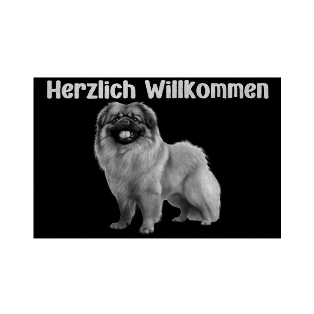 Fußmatte "Pekingese - Herzlich Willkommen" Weiß – hunde-shirt.de