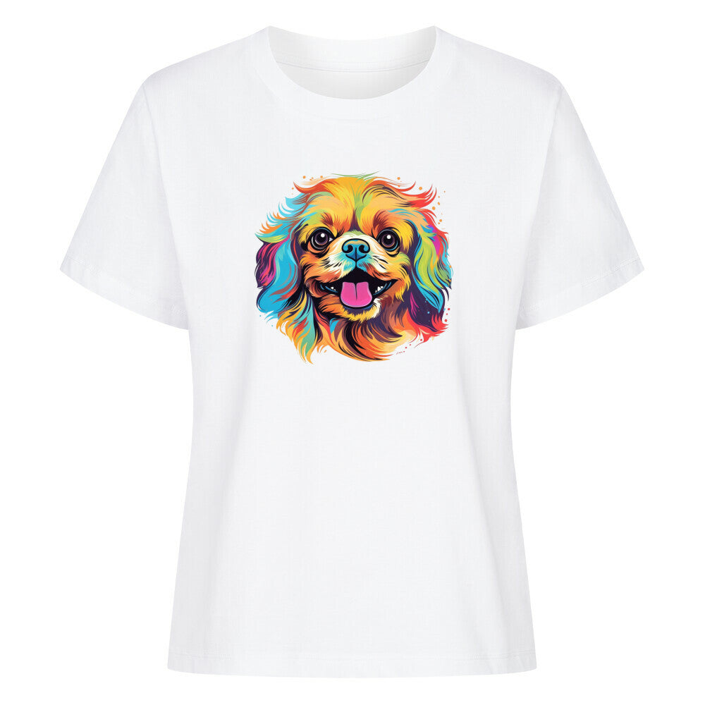 Premium Damen-Shirt "Pekingese - Paint" Weiß – hunde-shirt.de