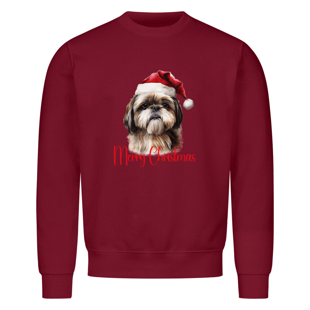 Premium Sweatshirt "Pekingese - Merry Christmas" Burgunder – hunde-shirt.de