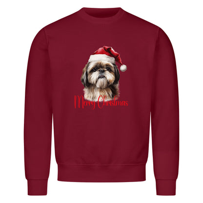 Premium Sweatshirt "Pekingese - Merry Christmas" Burgunder – hunde-shirt.de