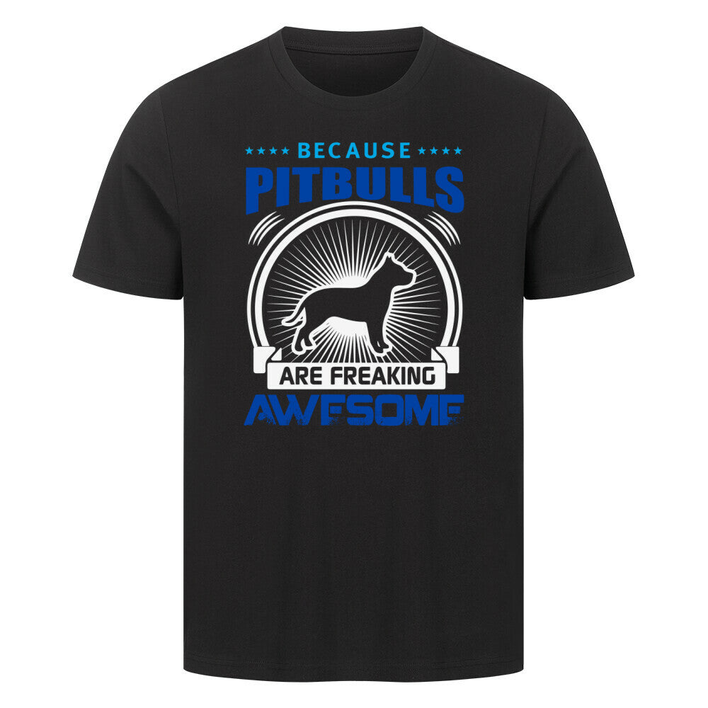 Premium T-Shirt "Pit Bull - AWESOME" Schwarz – hunde-shirt.de