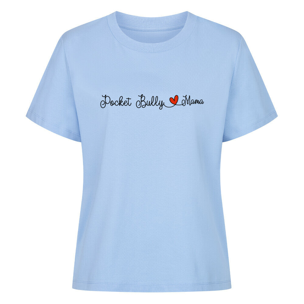Premium Damen-Shirt "Pocket Bully - Mama" Sky Blue – hunde-shirt.de