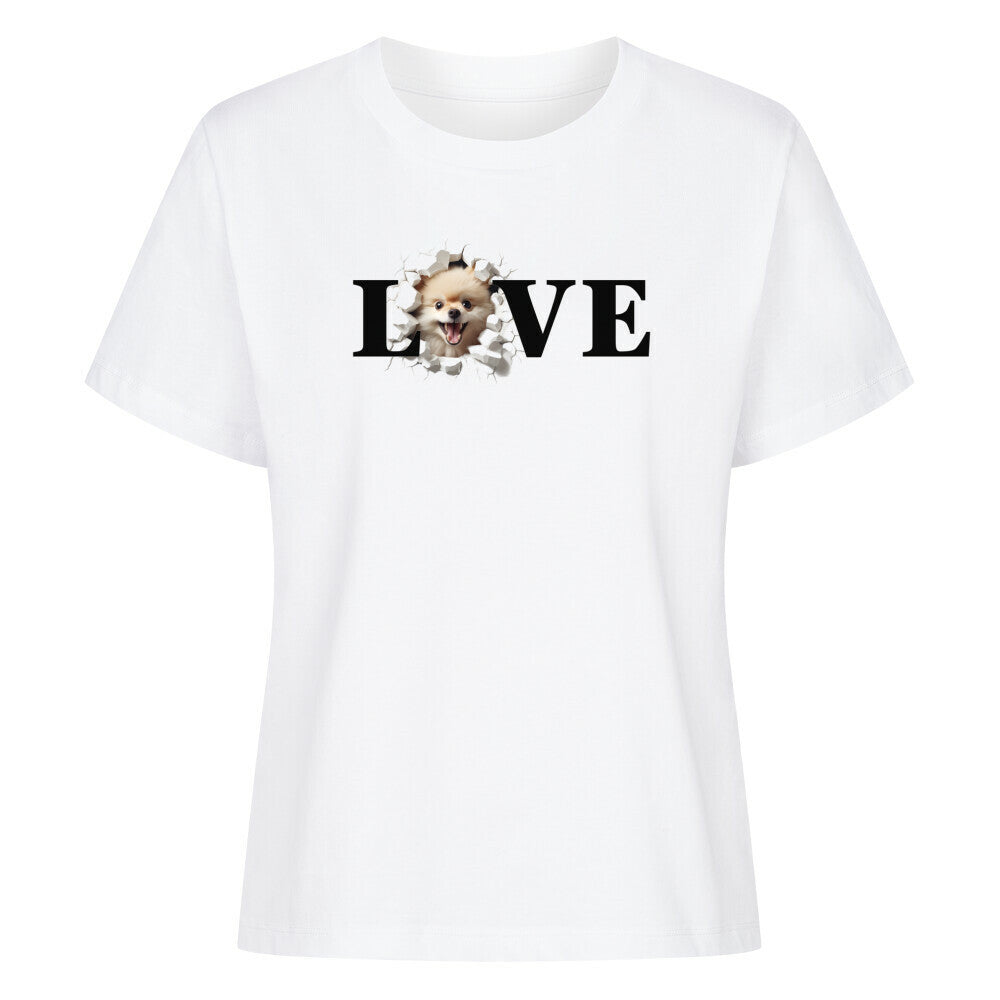 Premium Damen-Shirt "Pomeranian - LOVE" Weiß – hunde-shirt.de