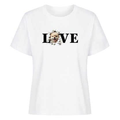 Premium Damen-Shirt "Pomeranian - LOVE" Weiß – hunde-shirt.de