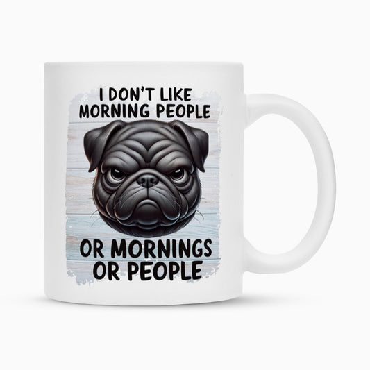Tasse "Mops - Morning People" Weiß – hunde-shirt.de