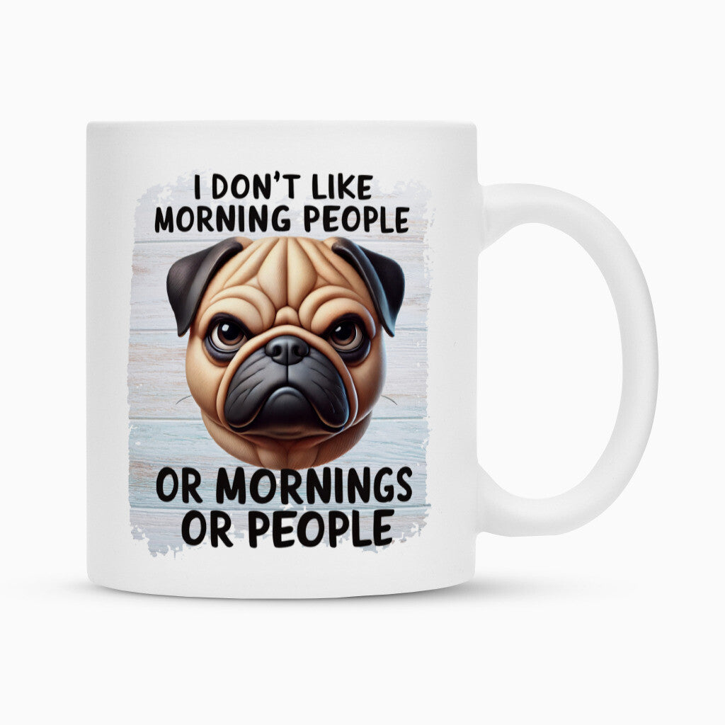Tasse "Mops - Morning People II" Weiß – hunde-shirt.de