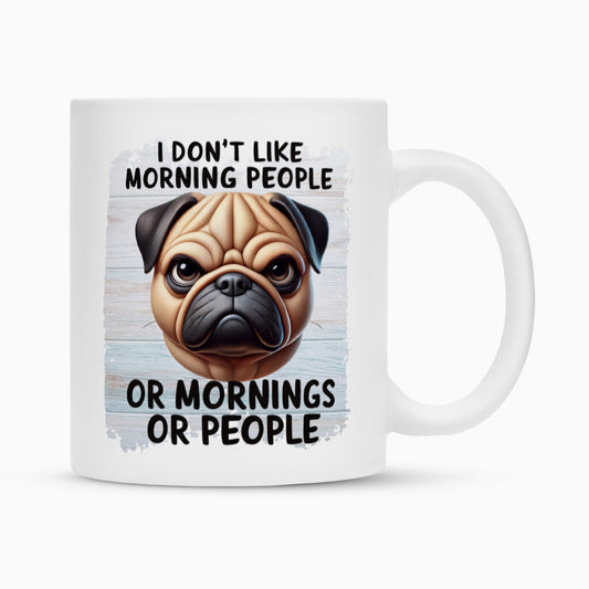 Tasse "Mops - Morning People II" Weiß – hunde-shirt.de