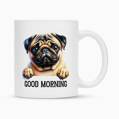 Tasse "Mops - Good Morning" Weiß – hunde-shirt.de