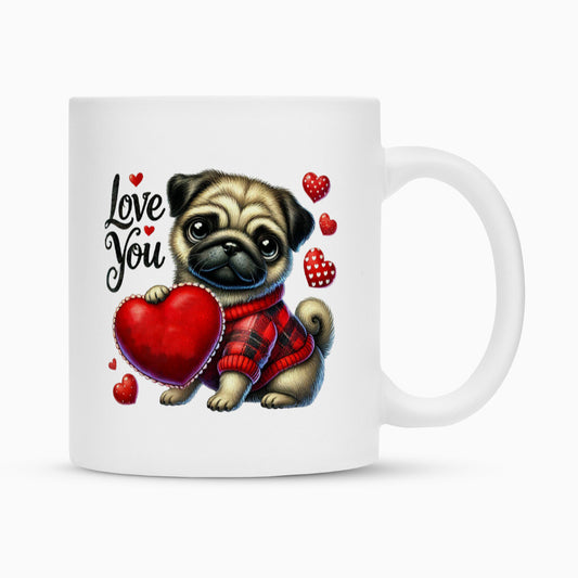 Tasse "Mops - LOVE YOU" Weiß – hunde-shirt.de