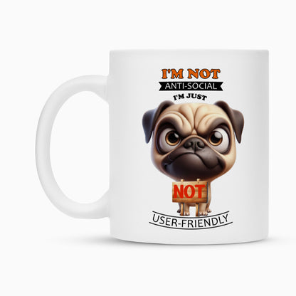Tasse "Mops - Anti-Social" – hunde-shirt.de