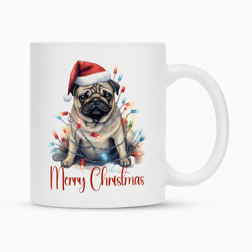 Tasse "Mops - Funny Christmas" Weiß – hunde-shirt.de