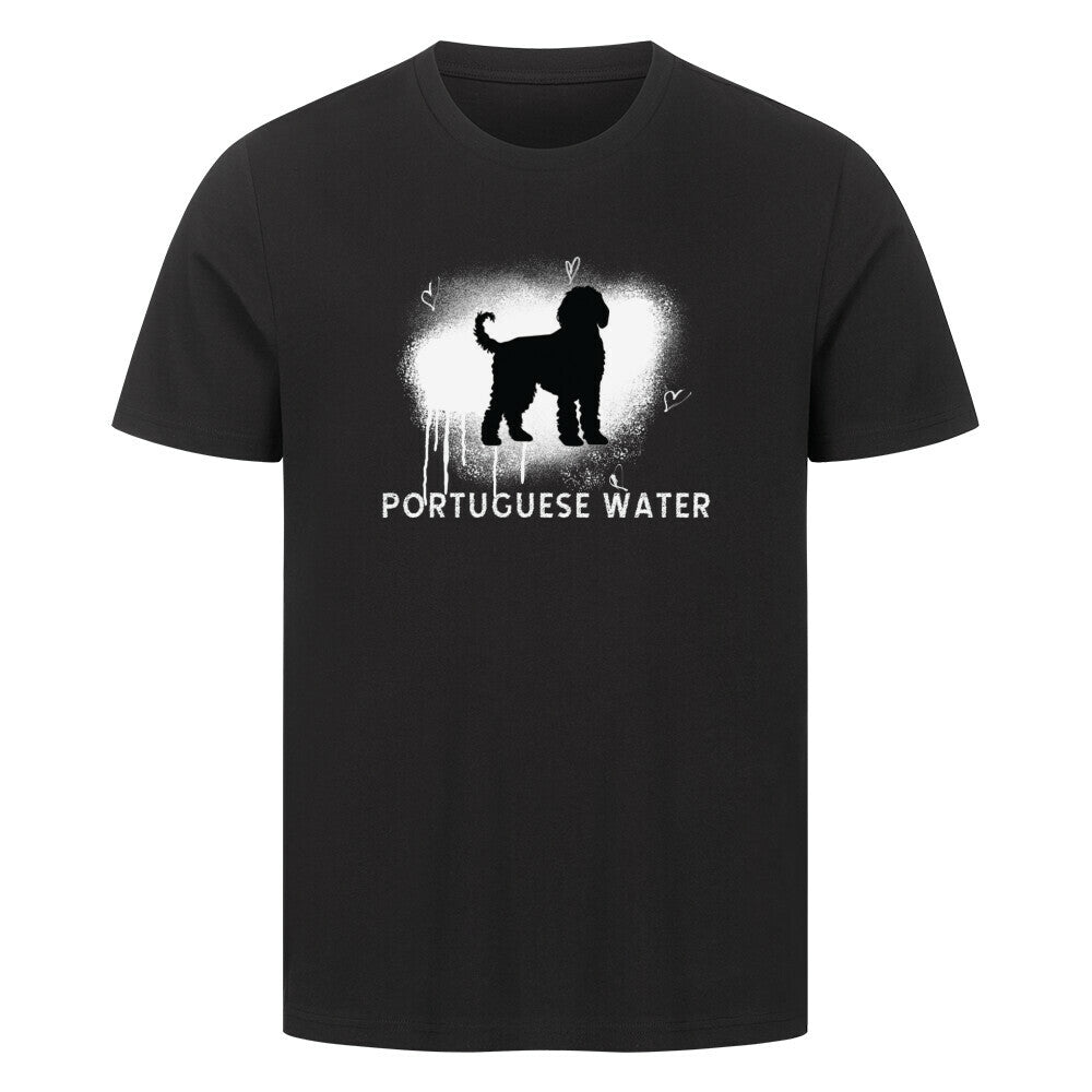 Premium T-Shirt "Portugiesischer Wasserhund - Brush" Schwarz – hunde-shirt.de