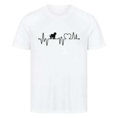 Premium T-Shirt "Portugiesischer Wasserhund - Heartbeat" Weiß – hunde-shirt.de