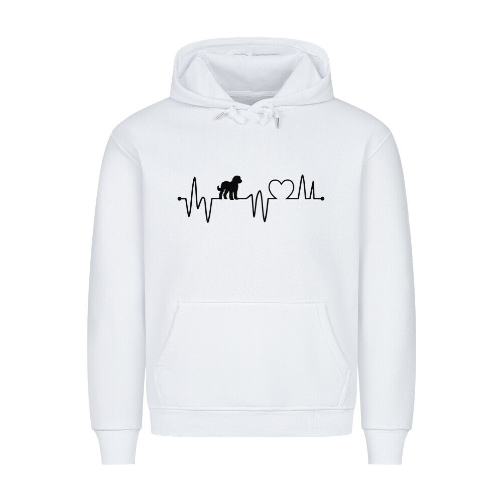 Premium Hoodie "Portugiesischer Wasserhund - Heartbeat" Weiß – hunde-shirt.de