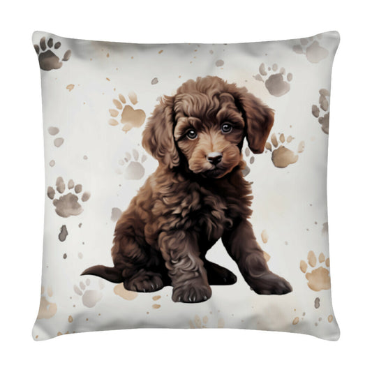 Kissen "Pudel - Puppy Paws" Weiß – hunde-shirt.de