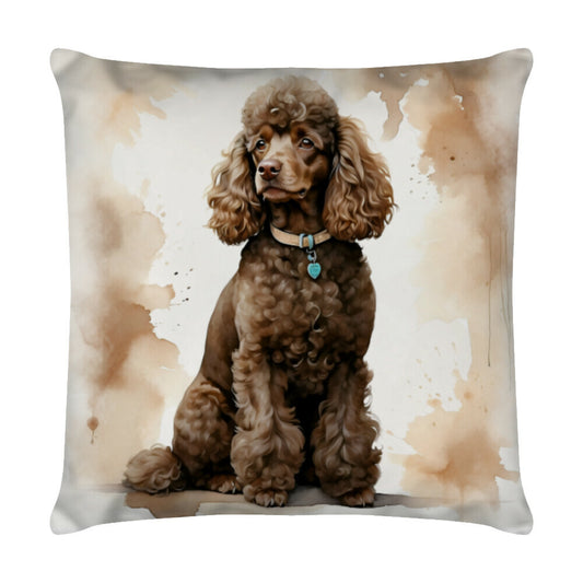 Kissen "Pudel - Portrait braun" Weiß – hunde-shirt.de